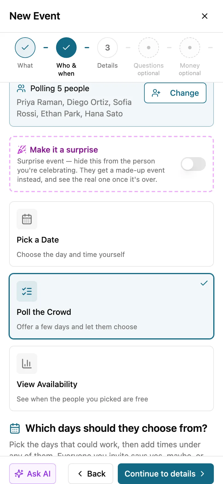 Poll the Crowd chosen for five friends